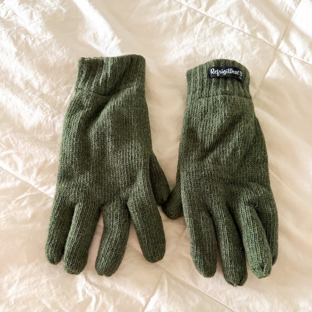 RefrigiWear Olive Green Knit Winter Work Gloves XL Insulated Cold Weather